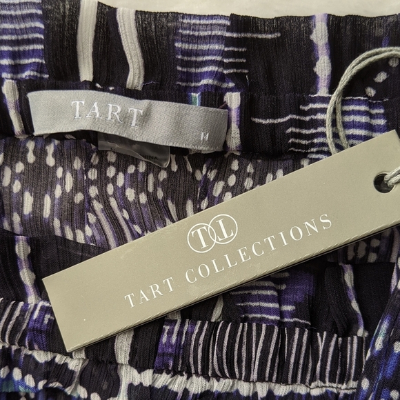 Tart Tank Camisole Sleeveless Square Neckline Ruffled Sheer Blue Ikat M NWT - Picture 8 of 8